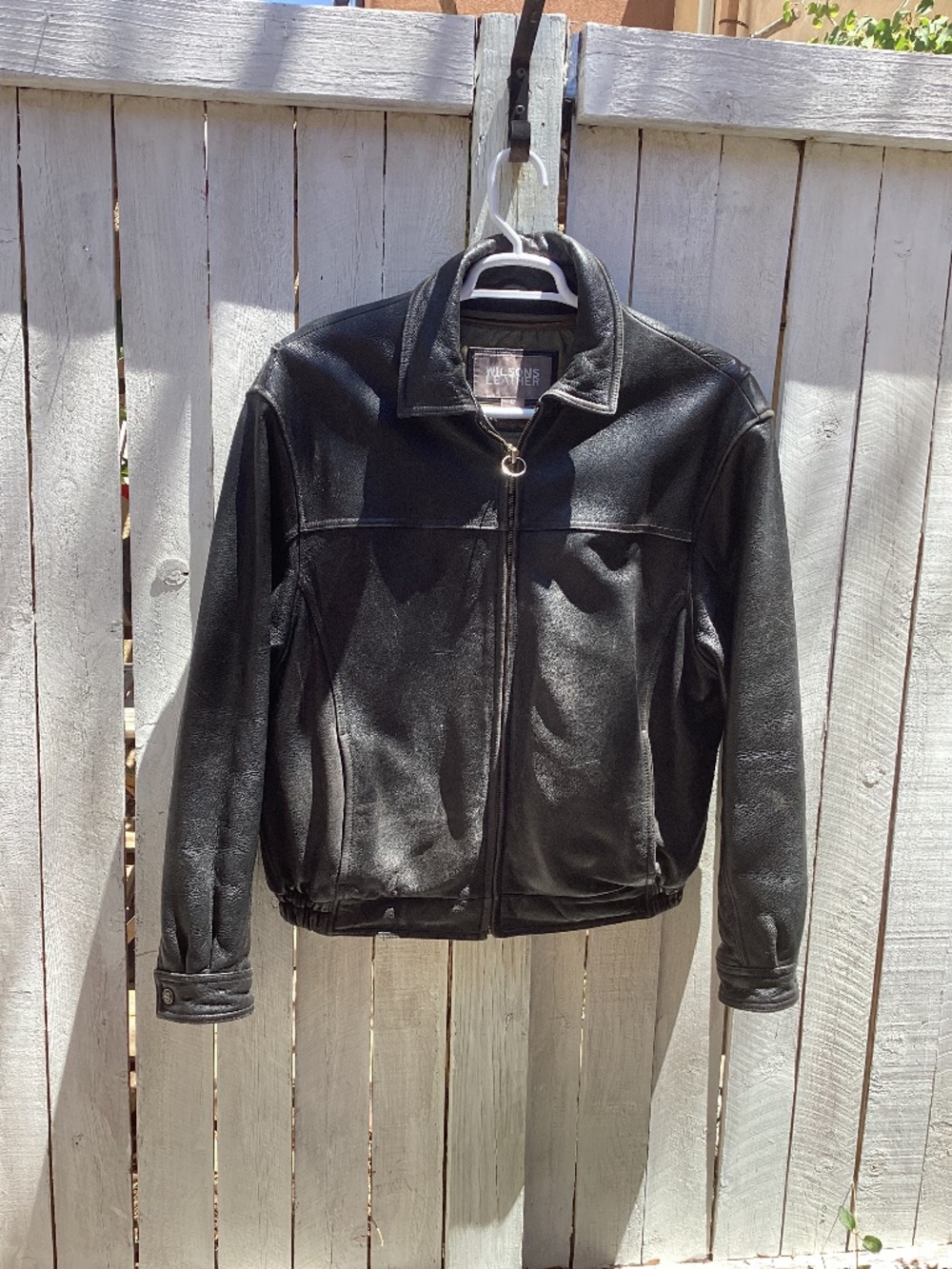 MEN LEATHER BOMBER JACKET LARGE